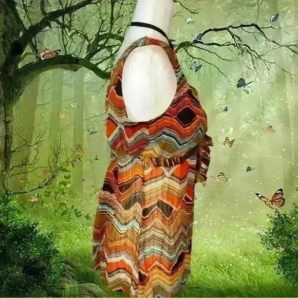 Y2k 90s Twenty One Abstract Brown Blouse - Picture 5 of 7